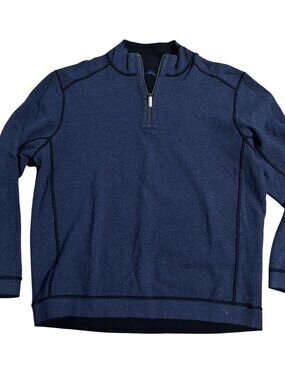 Tommy Bahama Navy 1/4 Zip Pullover Sweatshirt Mens
